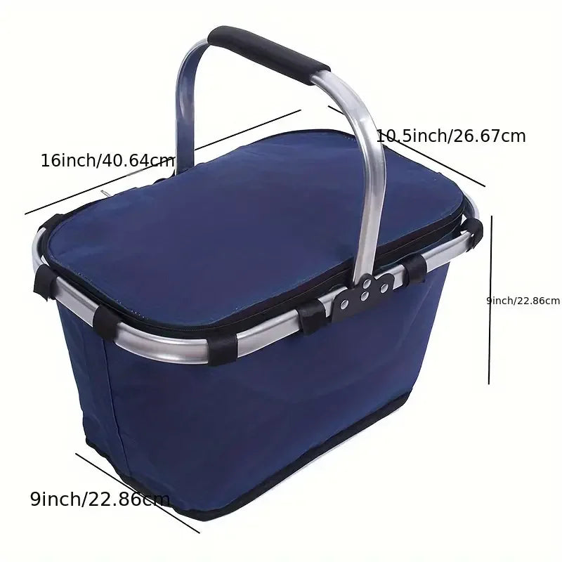 Portable Insulated Picnic Basket with Carry Handle