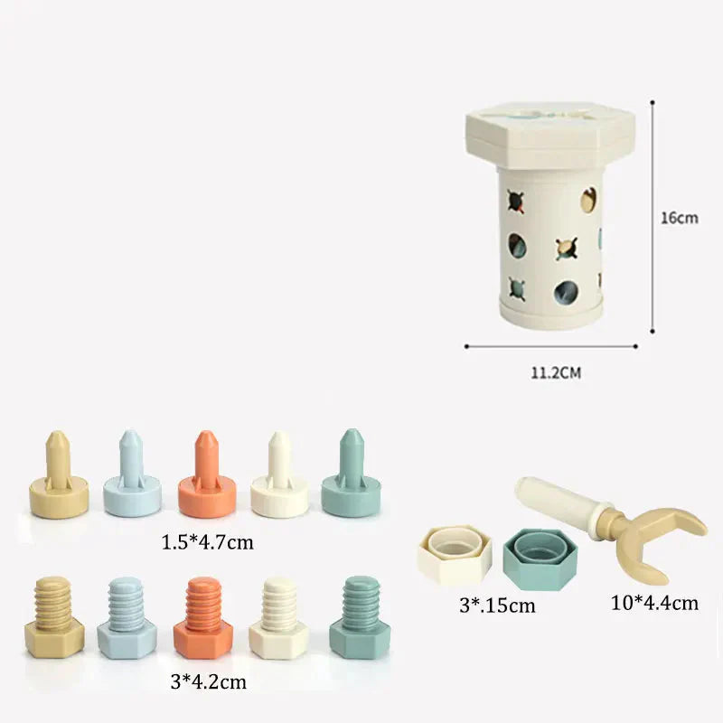 Colorful Wooden Screw Toy Set