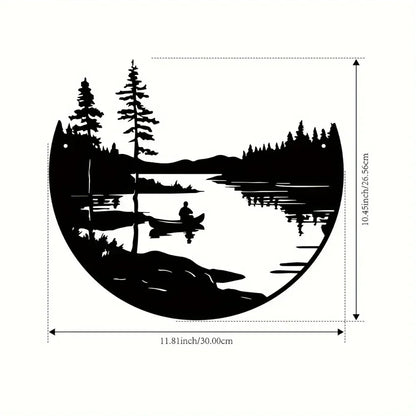 Rustic Metal Wall Decor: Nature Scene Round Art Piece