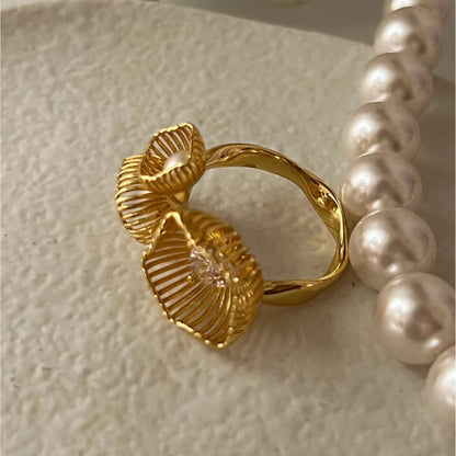 Elegant White Shell Cocktail Ring
