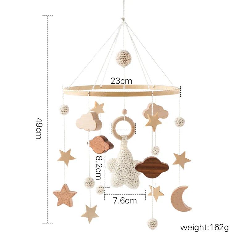 Soft Wood Baby Crib Mobile with Calming Music