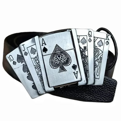 Classic Flame Lighter Embossed Leather Belt