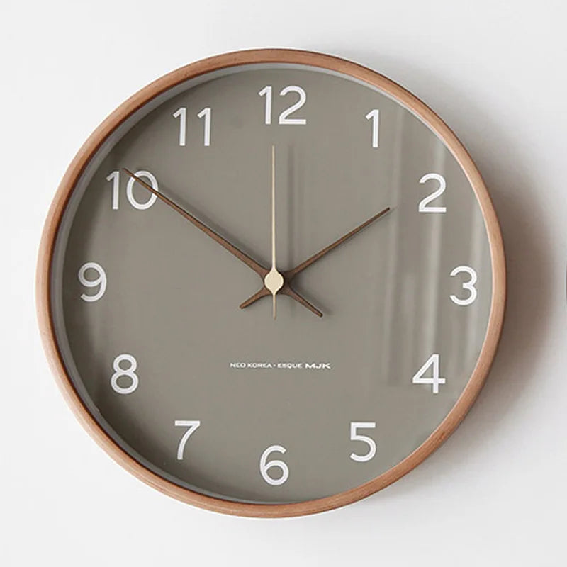 Simple Wooden Glass Wall Clock – Silent Quartz Timekeeper