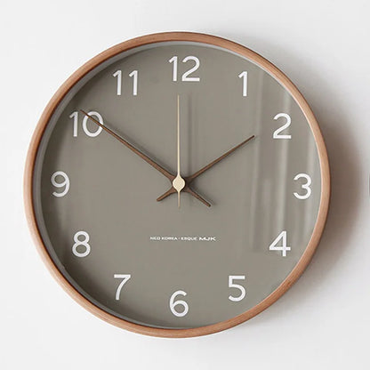 Simple Wooden Glass Wall Clock – Silent Quartz Timekeeper