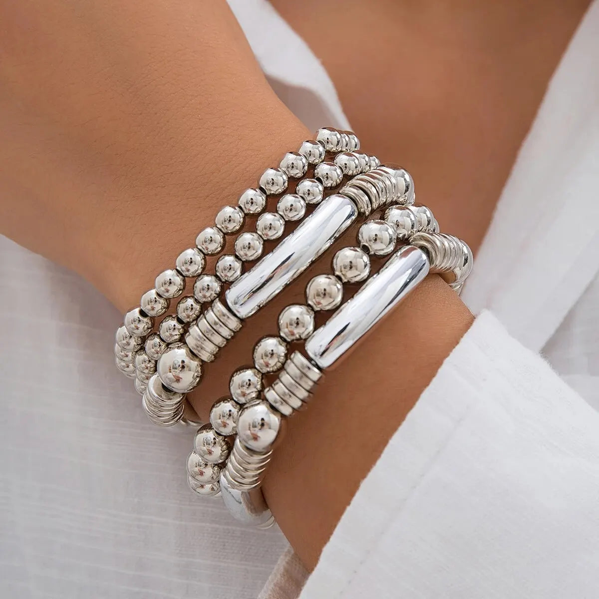 Shiny Multi Strand Bead Bangles Set