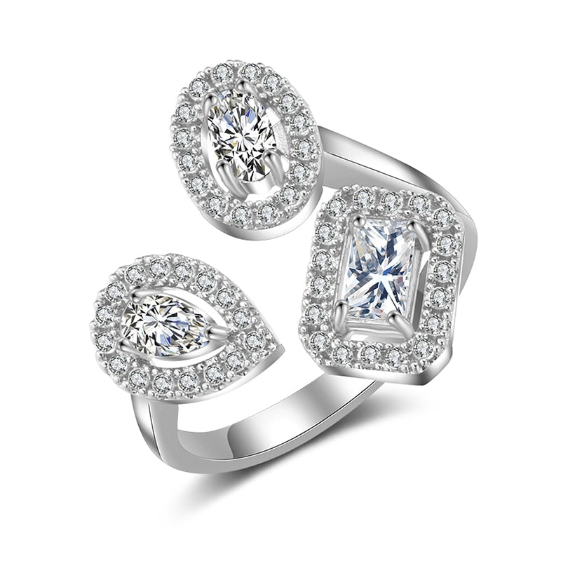 Trendy CZ Solitaire Adjustable Ring
