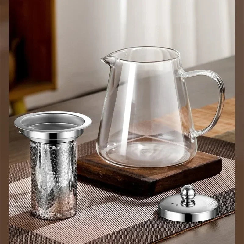 Big Thermal Glass Teapot with Metal Strainer