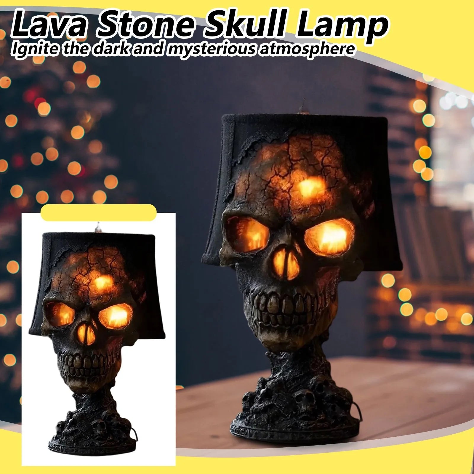 Spooky Skull Table Lamp Dark LED Light - Luxicro