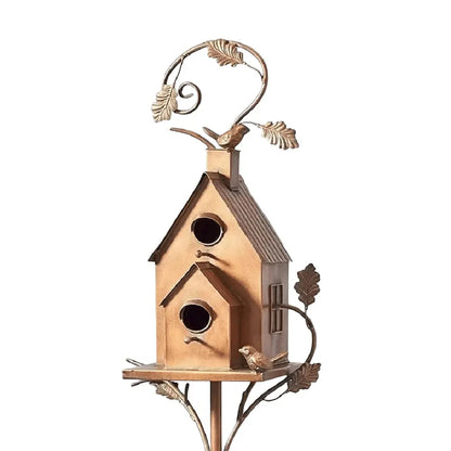 Rustic Metal Birdhouse with Double Entrance