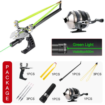 Accurate Long Range Fishing Slingshot with Laser Guide