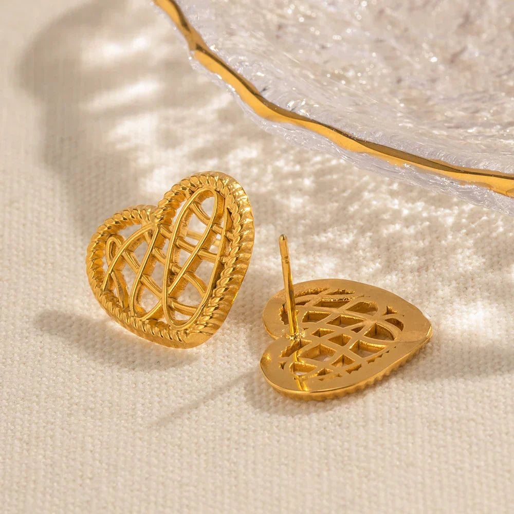 Elegant Open Hoop Gold Stud Earrings