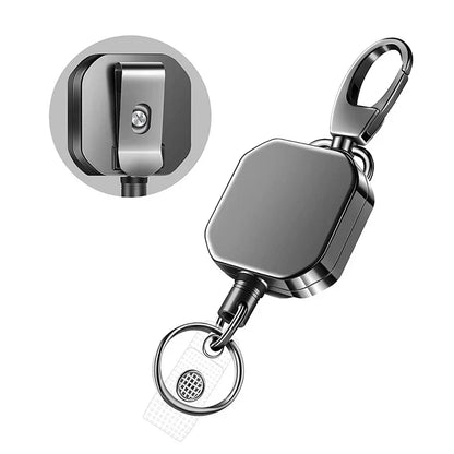 Durable Metal Carabiner Keychain with Steel Cable