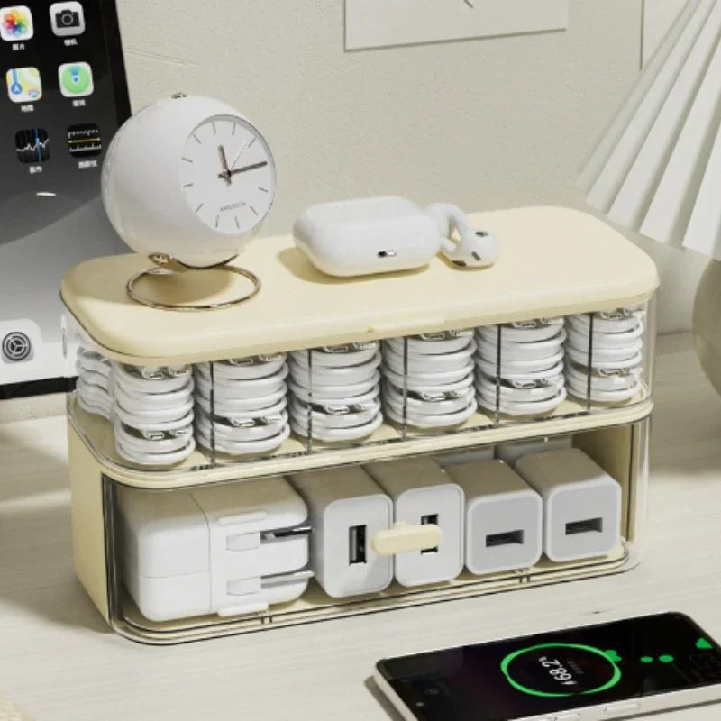 Compact Cable Management Box for Desk Organization