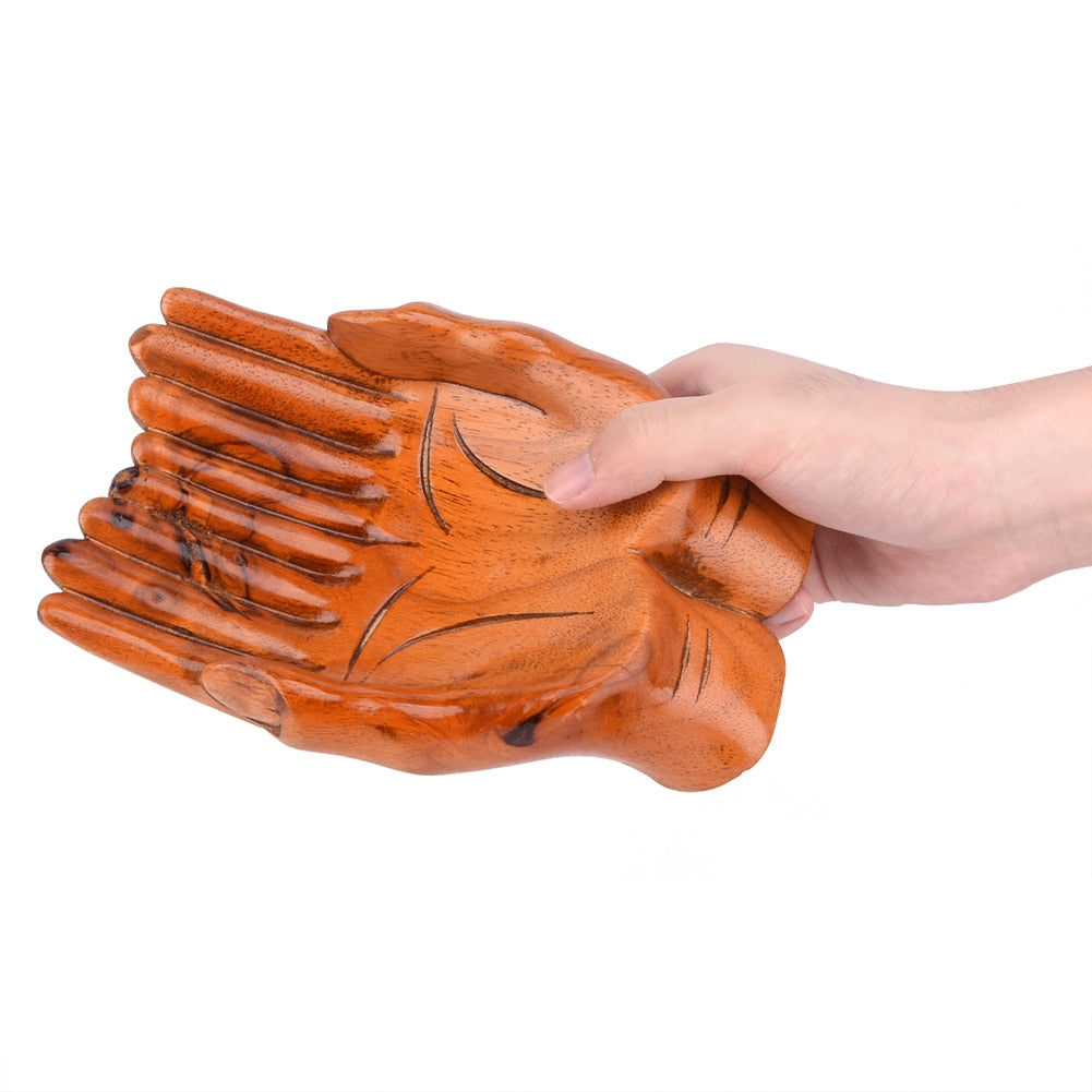 Unique Wood Prayer Hand Candy Bowl Home Decor