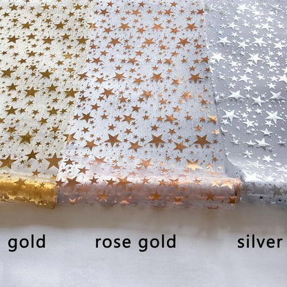 Glittering Silver Table Runner with Star Pattern