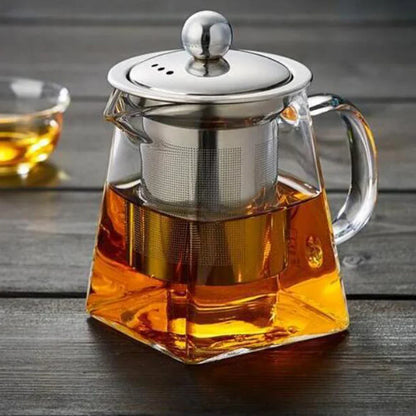 Premium Glass Teapot with Steel Strainer, 550ml