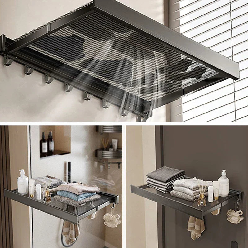 Wall Mount Foldable Towel Rack Organizer - Luxicro