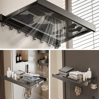 Wall Mount Foldable Towel Rack Organizer - Luxicro
