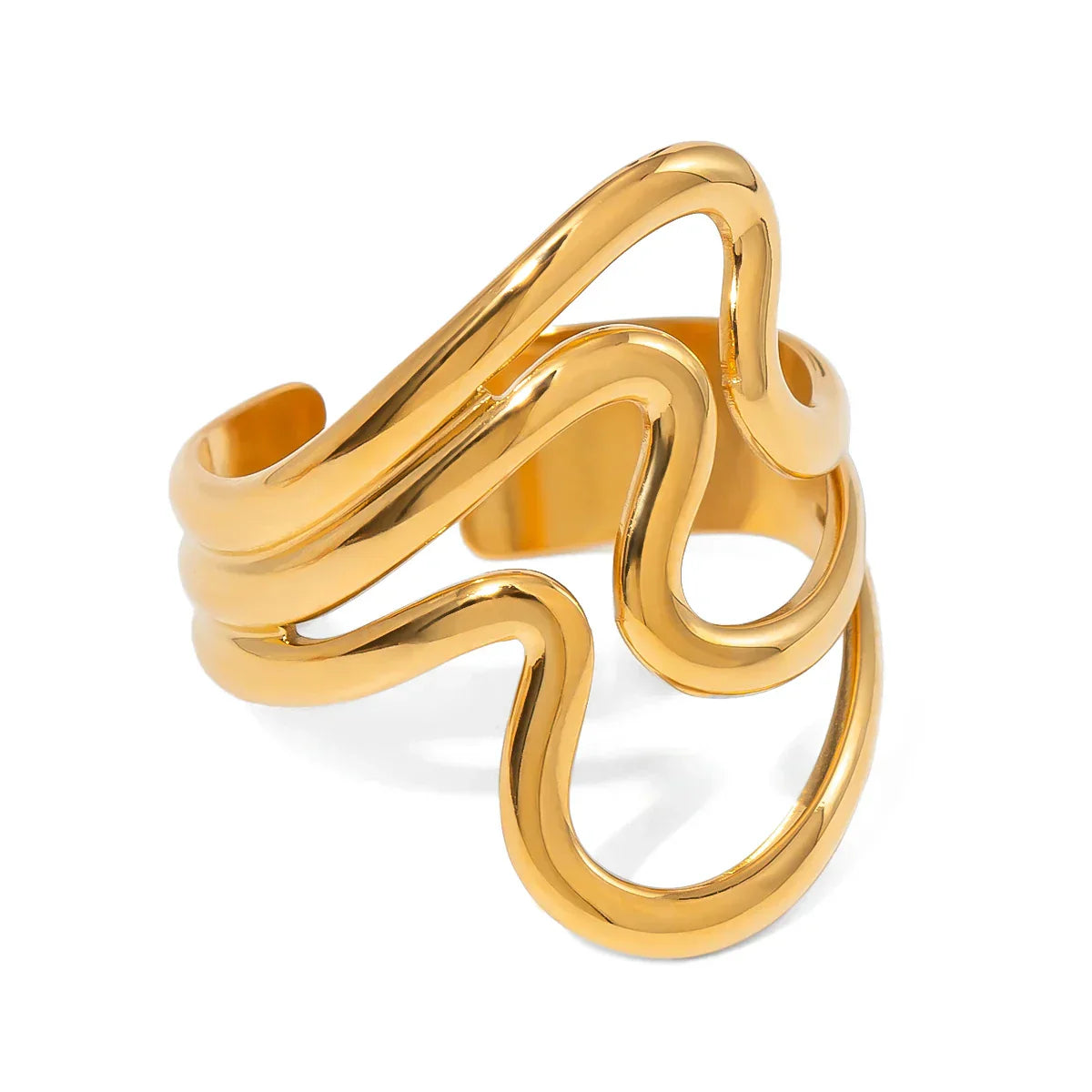 Elegant Ocean Wave Silver Ring