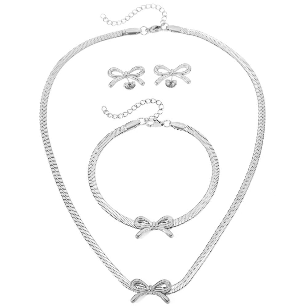 Chic Bow Necklace Set for Ladies