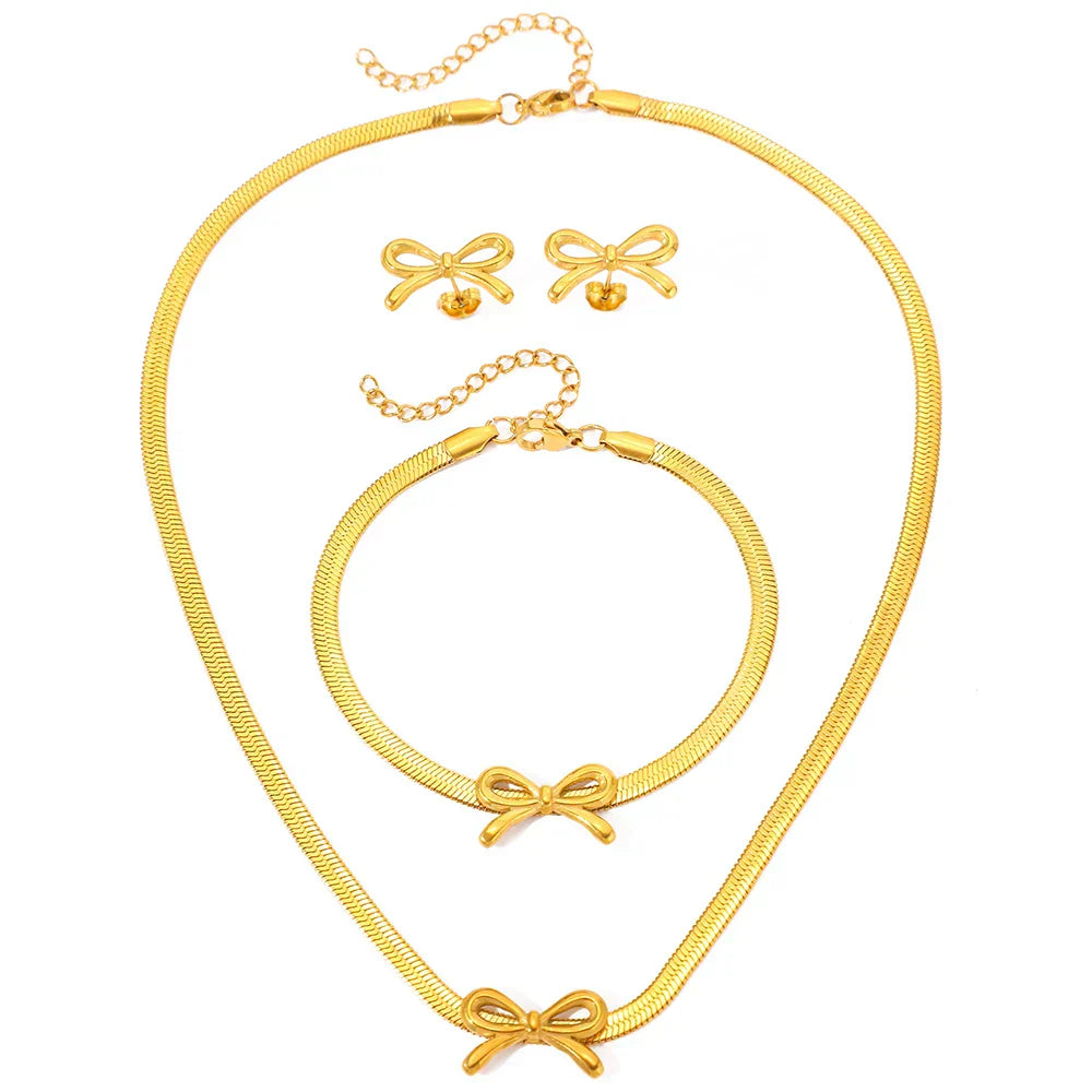 Chic Bow Necklace Set for Ladies