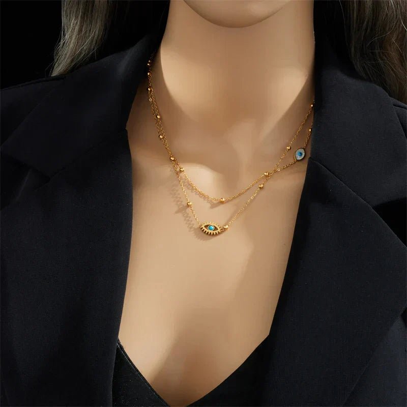 Dainty Space Chain Guard Necklace Set - Luxicro