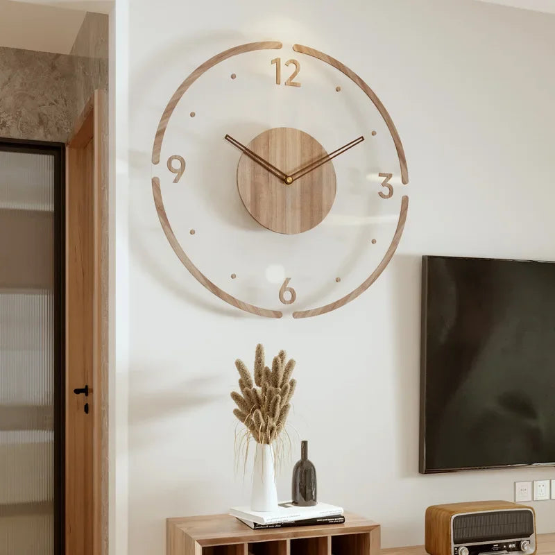 Big Rustic Wooden Silent Wall Clock - Luxicro