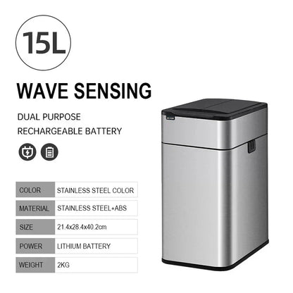 Automatic Stainless Steel Motion Sensor Bin