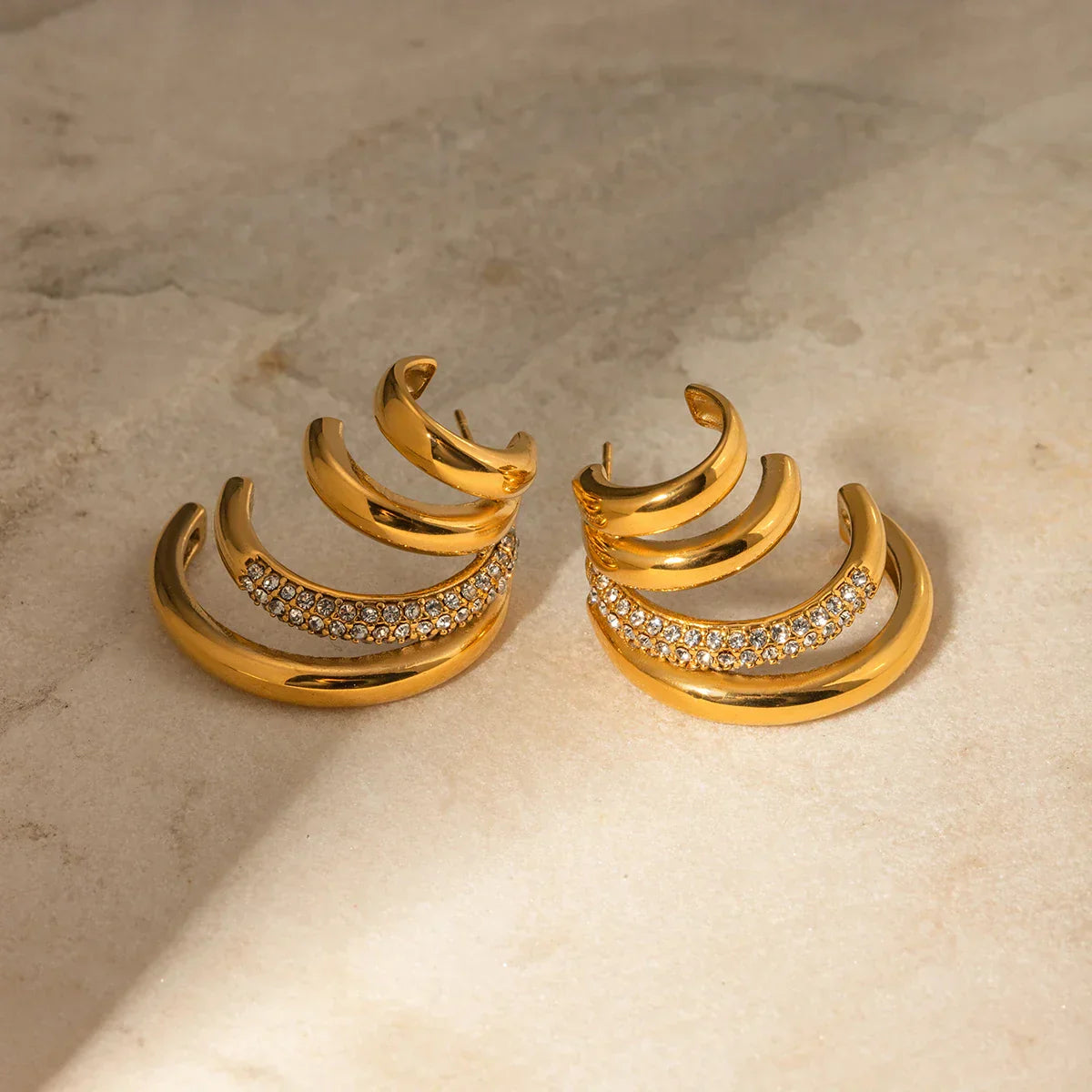 High End 18k Gold Close Fitting Stud Earrings