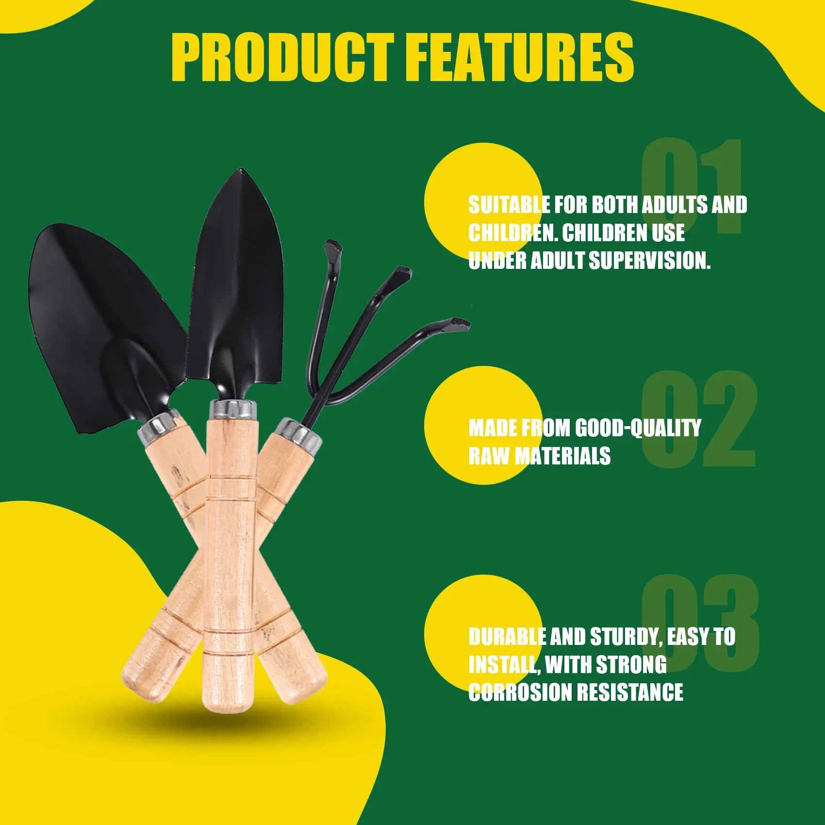 Compact 3-Piece Garden Tool Set for Indoor Plants - Luxicro