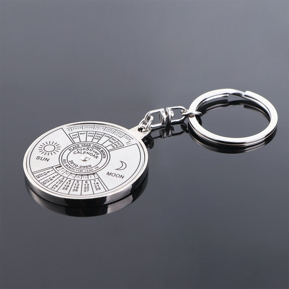 Small Silver Desk Calendar Keychain Necklace