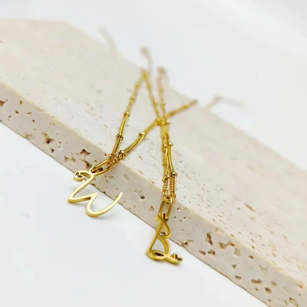 Dainty Astral Chain Letter Heart Pendant