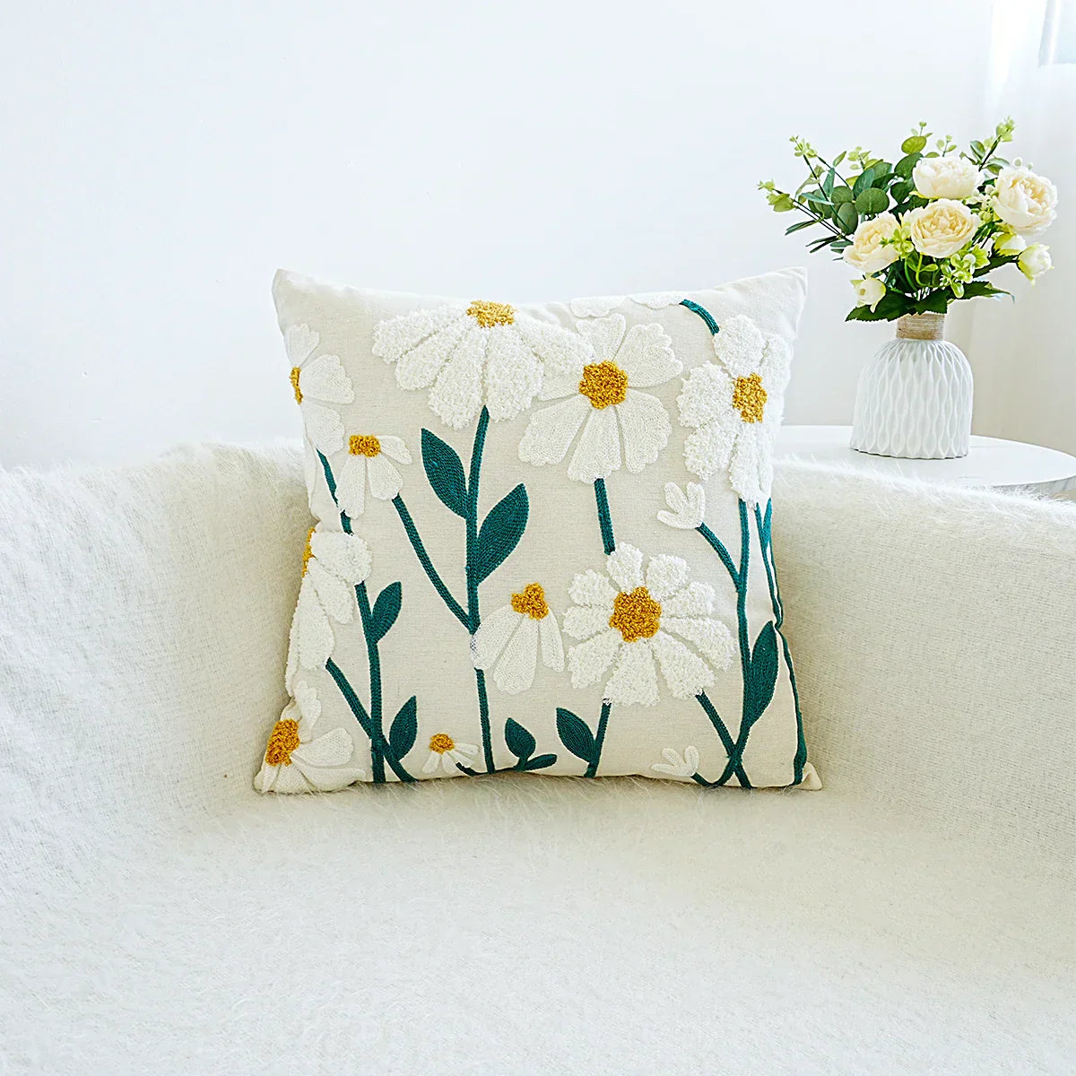 Colorful Flower Pattern Throw Pillow