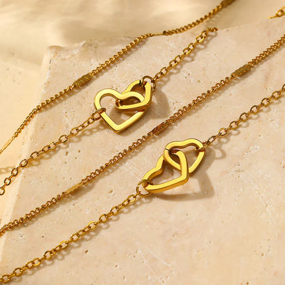 Dainty Love Chain Necklace and Bangle Set