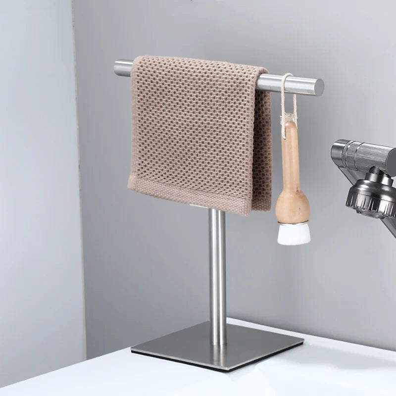 Portable Bathroom Towel Stand Compact Free Standing Holder