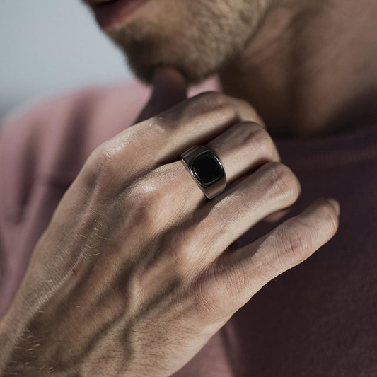 Bold Dark Grey Stainless Steel Ring - Luxicro