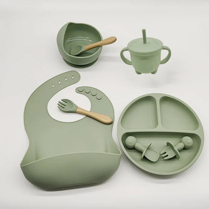 Baby Safe 8pc Suction Plate Bowl Spoon Set - Luxicro