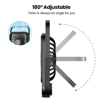 Compact USB Rechargeable Desk Fan with Battery Pack