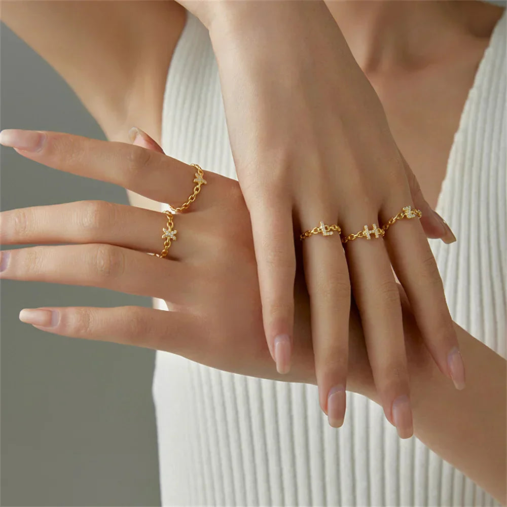 Elegant Initial Diamond Letter Ring
