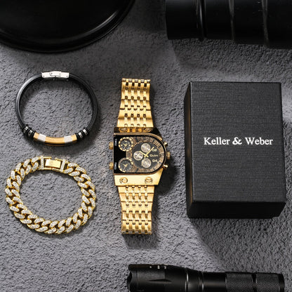 Big Dial Quartz Men's Watch Luxury Gift Set