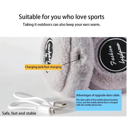 Cozy Bluetooth Headphones with Faux Fur Covers
