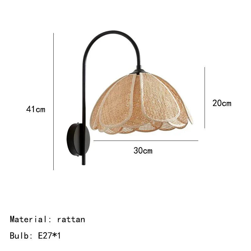 Natural Rattan Wall Light - Soft Floral Glow Lamp