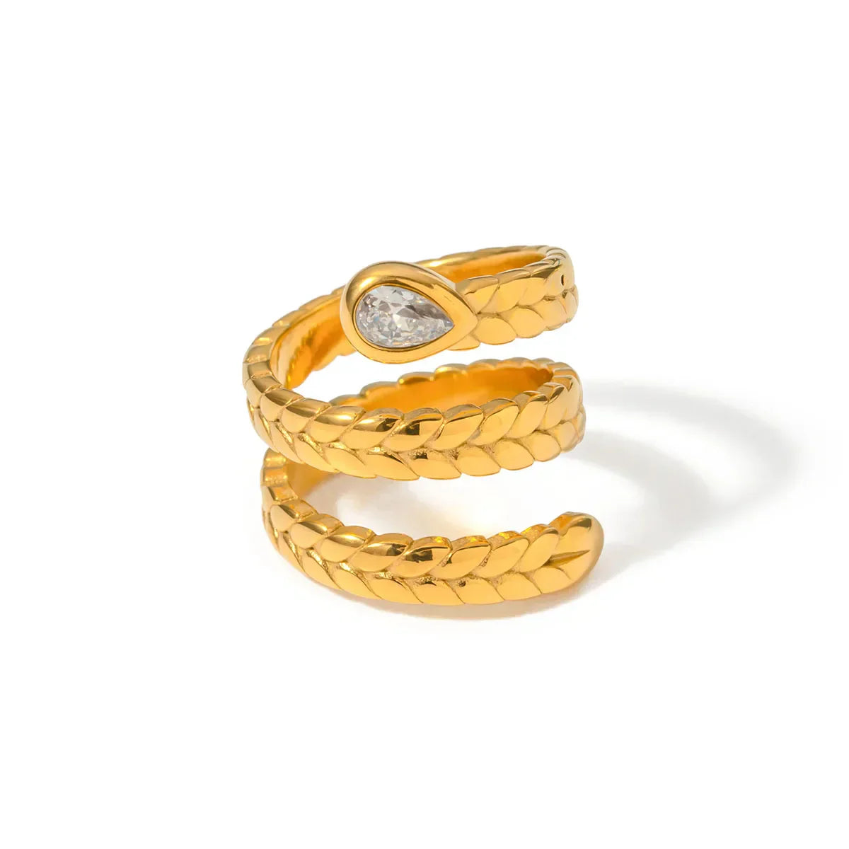 Sparkling Three Layer Leaf Design Ring - Luxicro