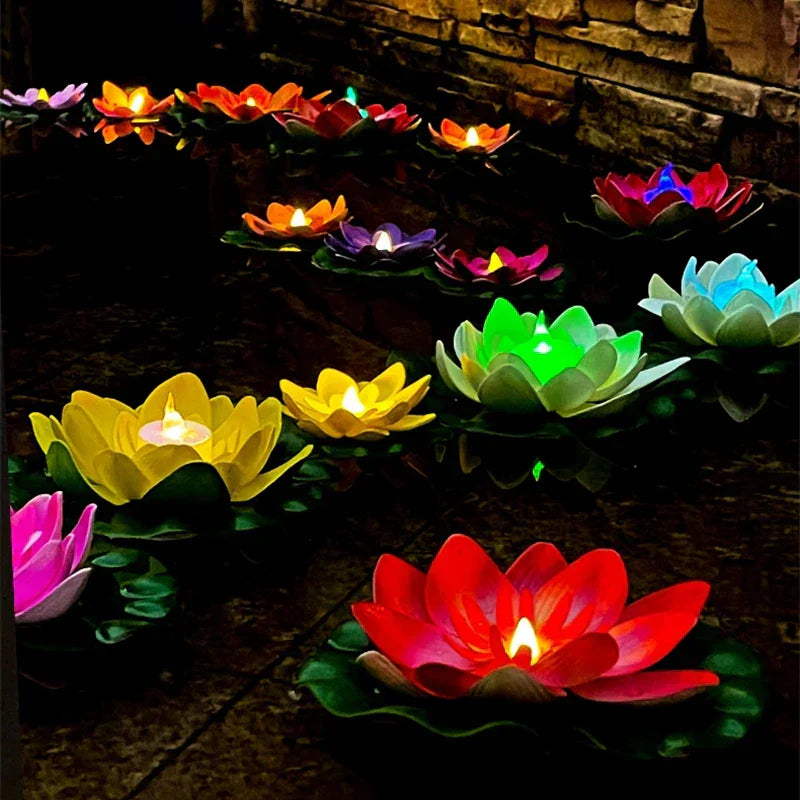 Beautiful Water Lily Pond Table Lamp with LED Light