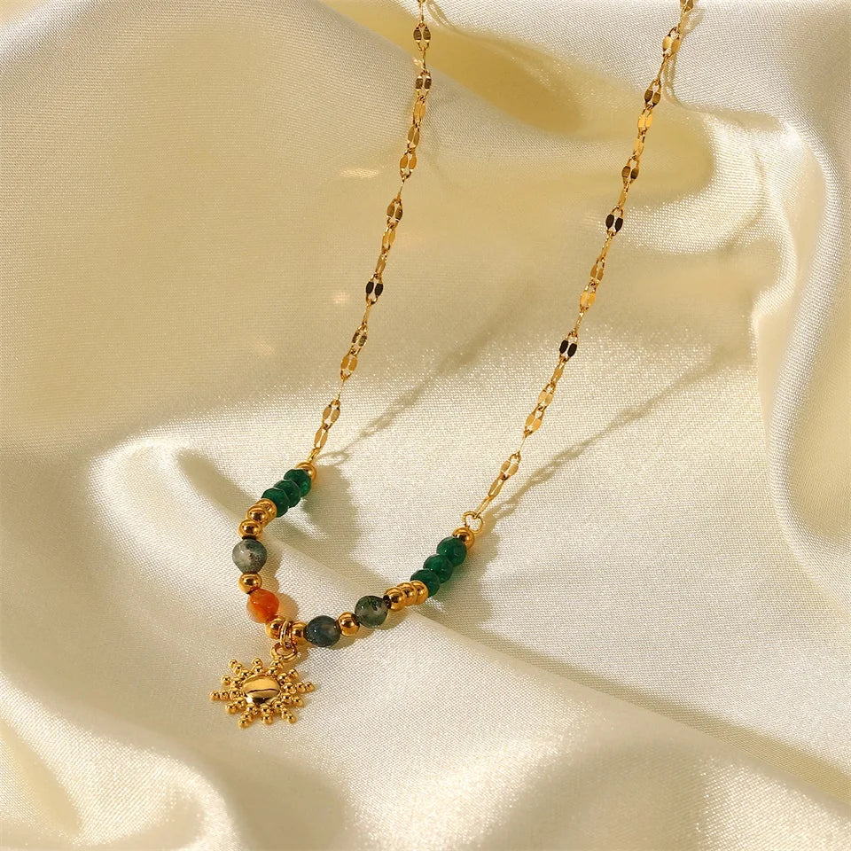 Dainty Boho Chic Sun Drop Necklace
