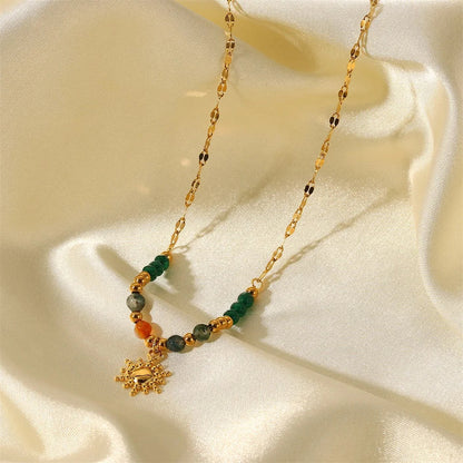 Dainty Boho Chic Sun Drop Necklace