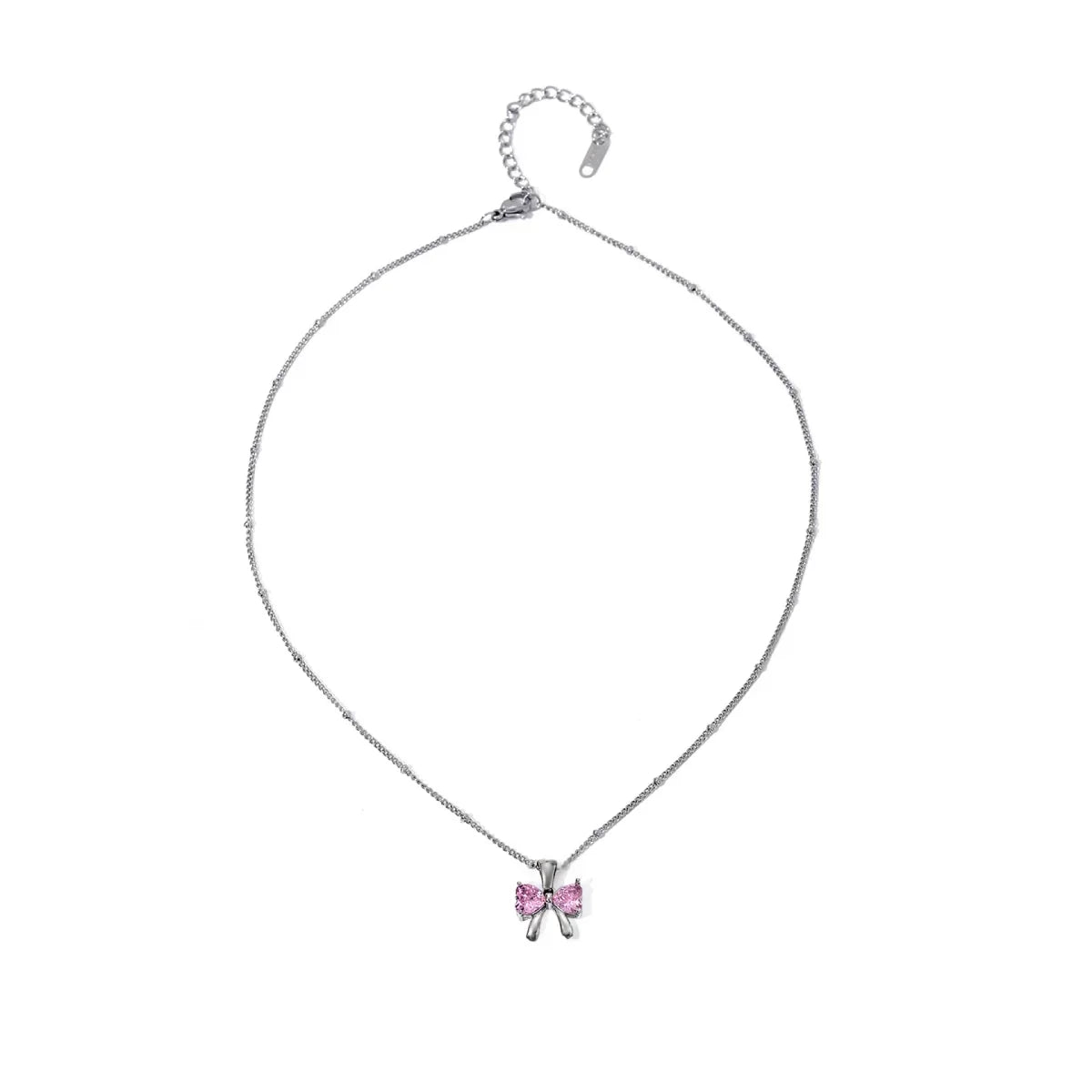 Elegant Ladies Diamond Ribbon Pendant Necklace