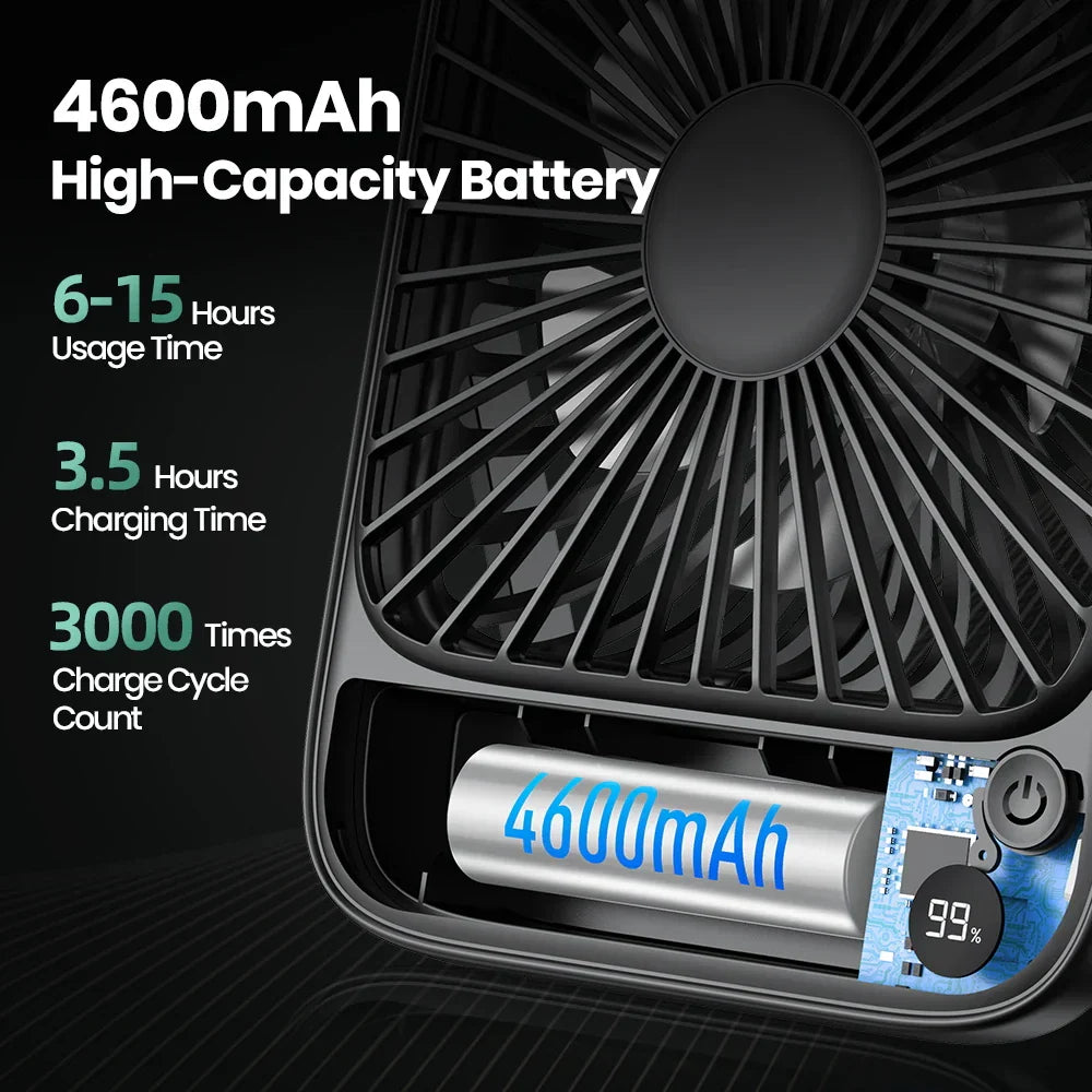 Compact USB Rechargeable Desk Fan with Battery Pack