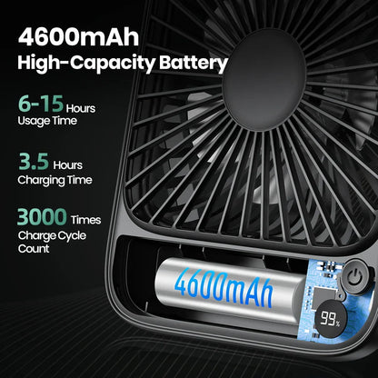 Compact USB Rechargeable Desk Fan with Battery Pack