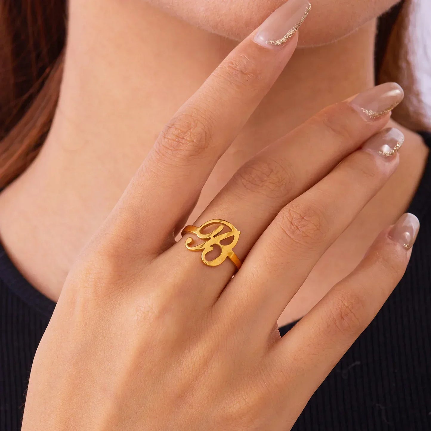 Custom Engraved Initial Silver Ring